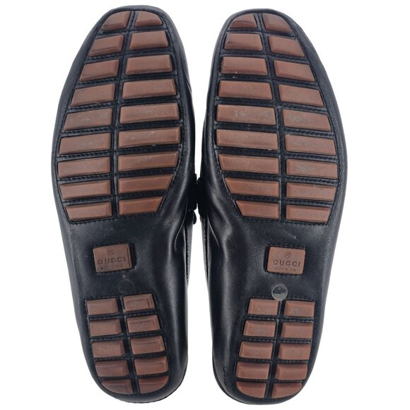 Authentic Gucci Bamboo Bit Driving Loafer Men 9.5 Black Leather Dress Shoe Italy - Picture 3 of 14